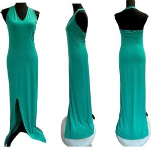 Guess Danitza Maxi Dress Halter-Neck Sleeveless Daisy Green Stretch Sz S